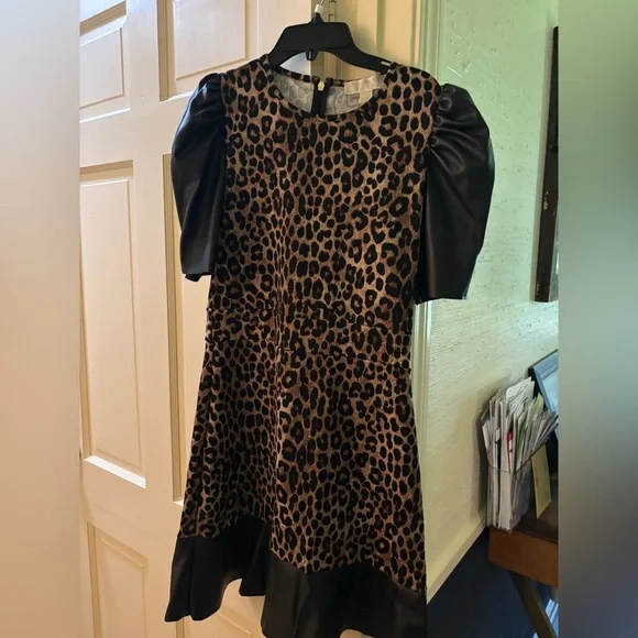 Michael Kors | Dresses | Michael Kors Brown And Black Aline Dress With Puff  Sleeves | Poshmark